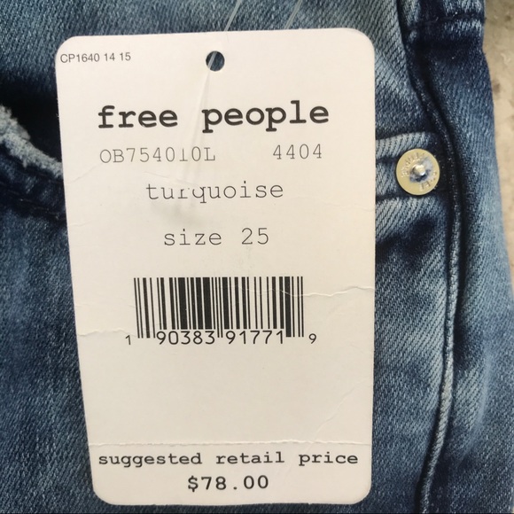 Free People skinny jeans turquoise size 25 - Picture 7 of 8